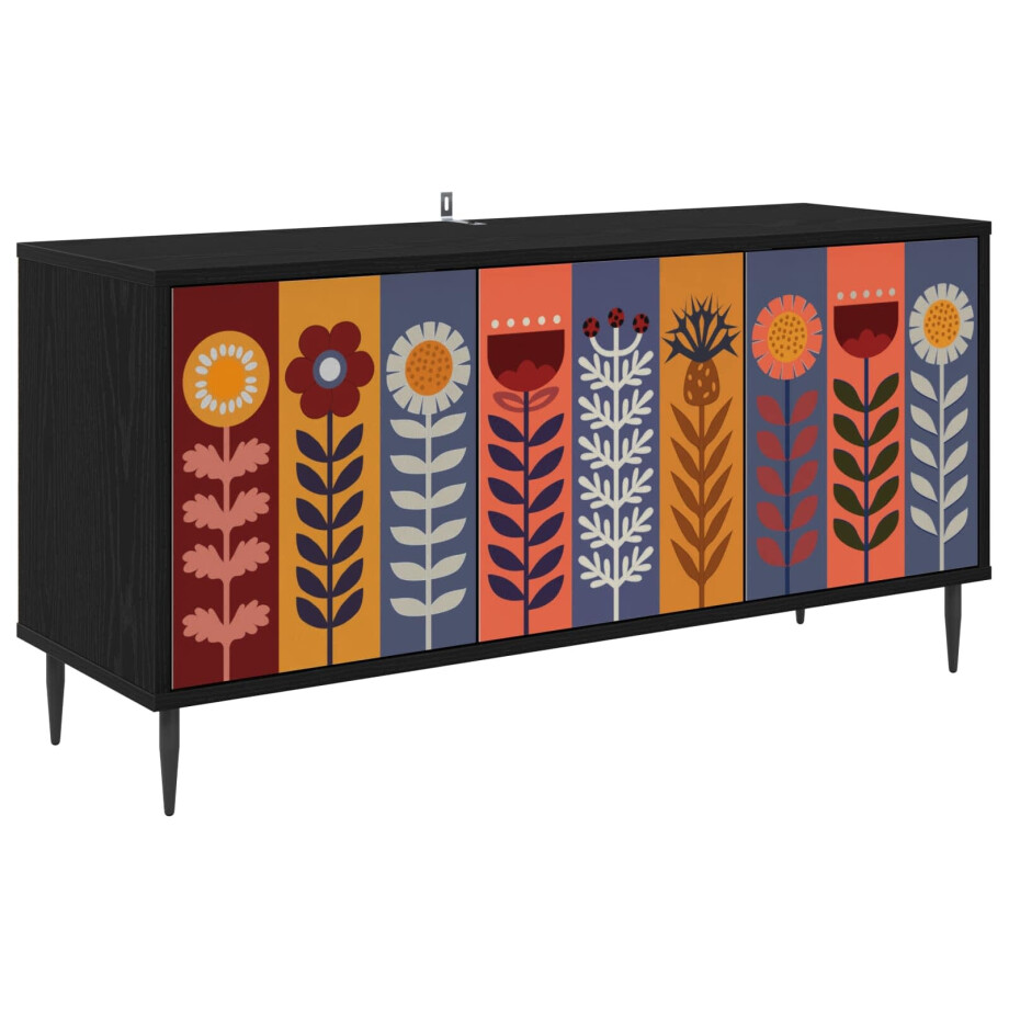 vidaXL Tv-meubel ESSEN 102 x 33 x 51 cm Zwart eiken Bewerkt hout afbeelding 1