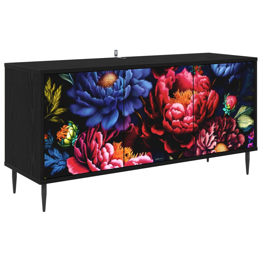 vidaXL Tv-meubel KIEL 102 x 33 x 51 cm Zwart eiken Bewerkt hout afbeelding 1