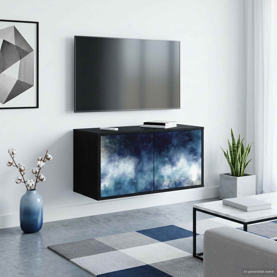 vidaXL Wandgemonteerd tv-meubel RAALTE 69 x 33 x 40 cm Zwart eiken afbeelding 1