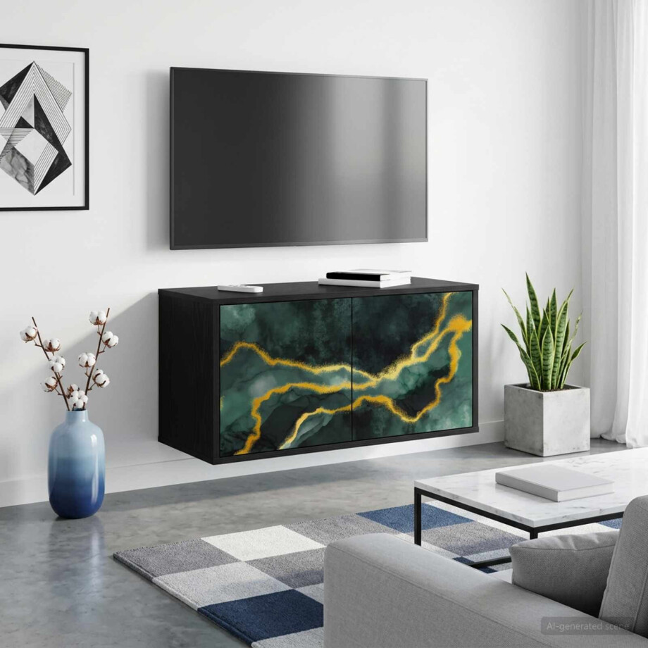 vidaXL Wandgemonteerd tv-meubel WIJHE 69 x 33 x 40 cm Zwart eiken vidaXL Wandgemonteerd tv-meubel WIJHE 69 x 33 x 40 cm Zwart eiken afbeelding 1