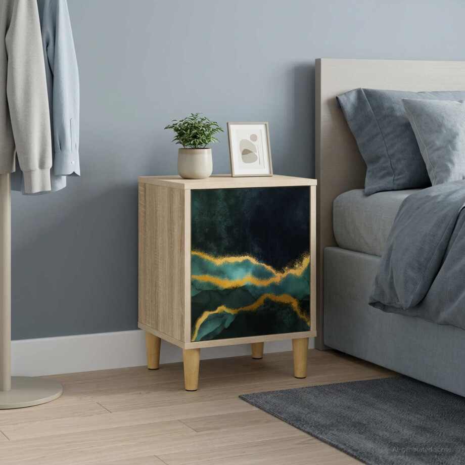 vidaXL Nachtkastje WIJHE Sonoma Eiken 36 x 33 x 50 cm Bewerkt hout afbeelding 1