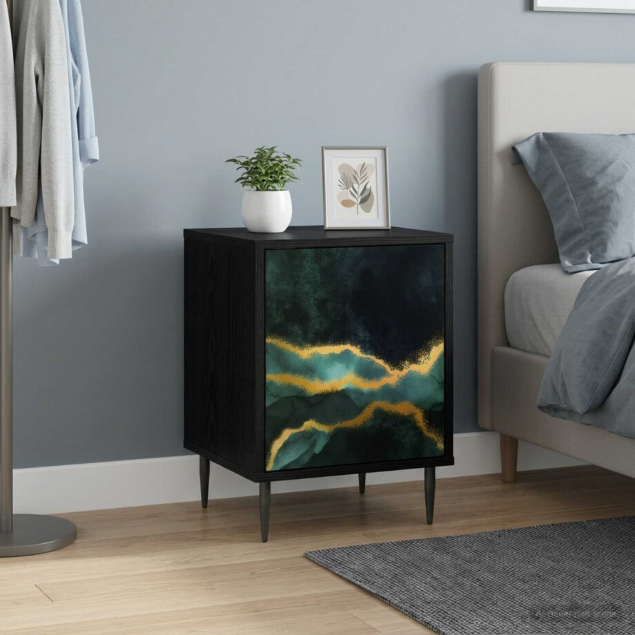 vidaXL Nachtkastje WIJHE 2 st Zwart eiken 36 x 33 x 51 cm Bewerkt hout afbeelding 1