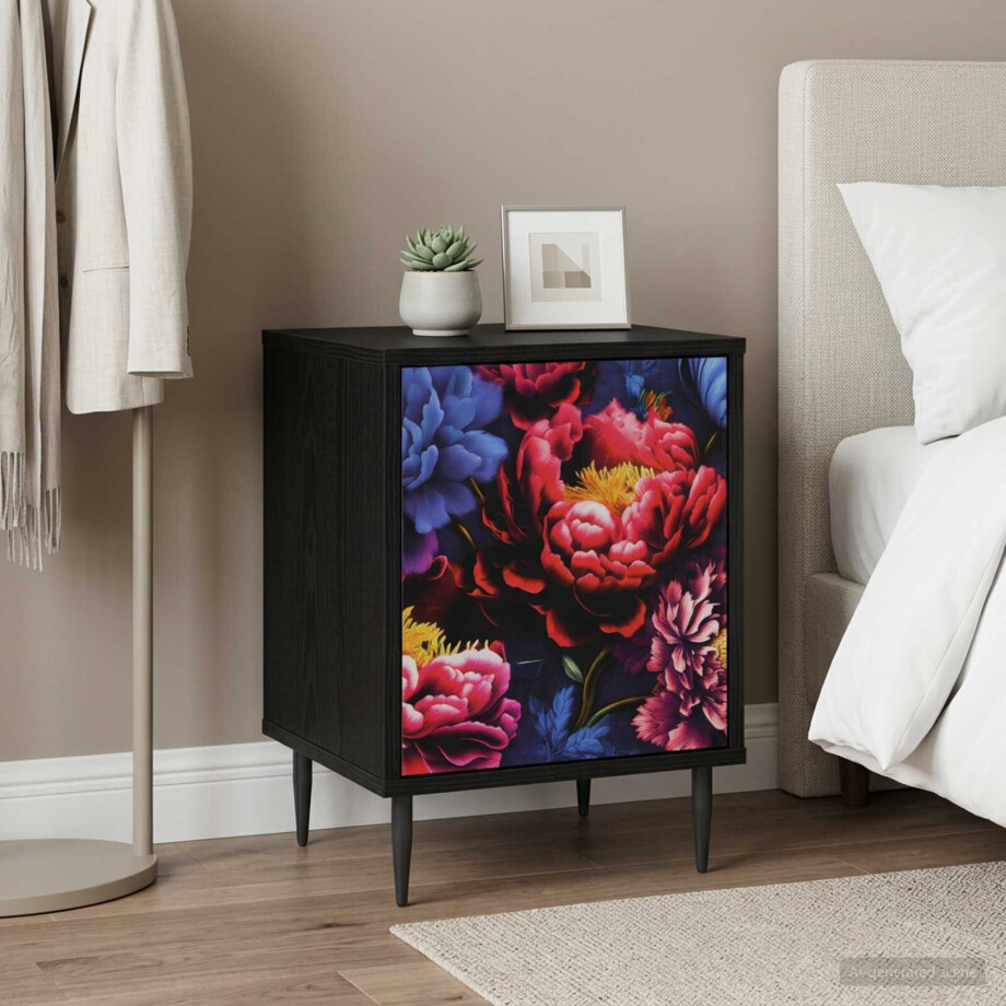 vidaXL Nachtkastje KIEL Zwart eiken 36 x 33 x 51 cm Bewerkt hout vidaXL Nachtkastje KIEL Zwart eiken 36 x 33 x 51 cm Bewerkt hout afbeelding 1