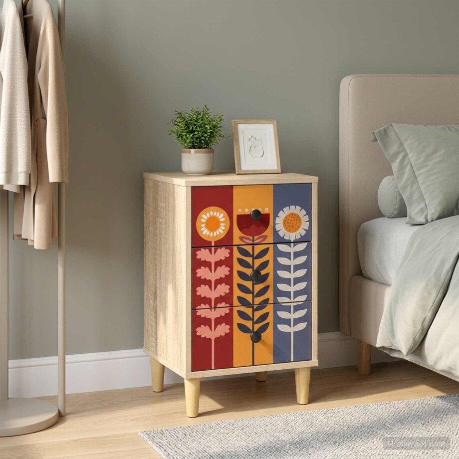 vidaXL Nachtkastje ESSEN Sonoma Eiken 36 x 33 x 60 cm Bewerkt hout afbeelding 1