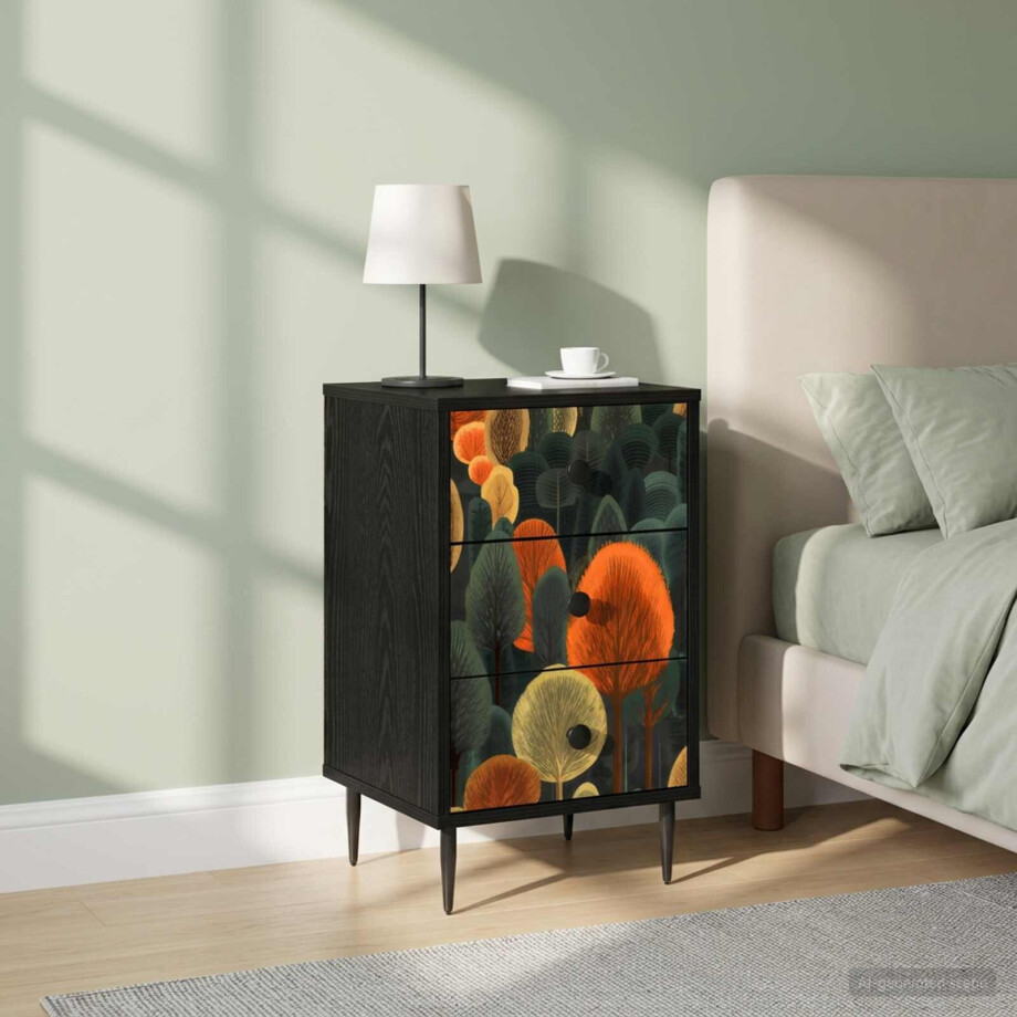 vidaXL Nachtkastje ZAANDAM 2 st Zwart eiken 36 x 33 x 61 cm afbeelding 1