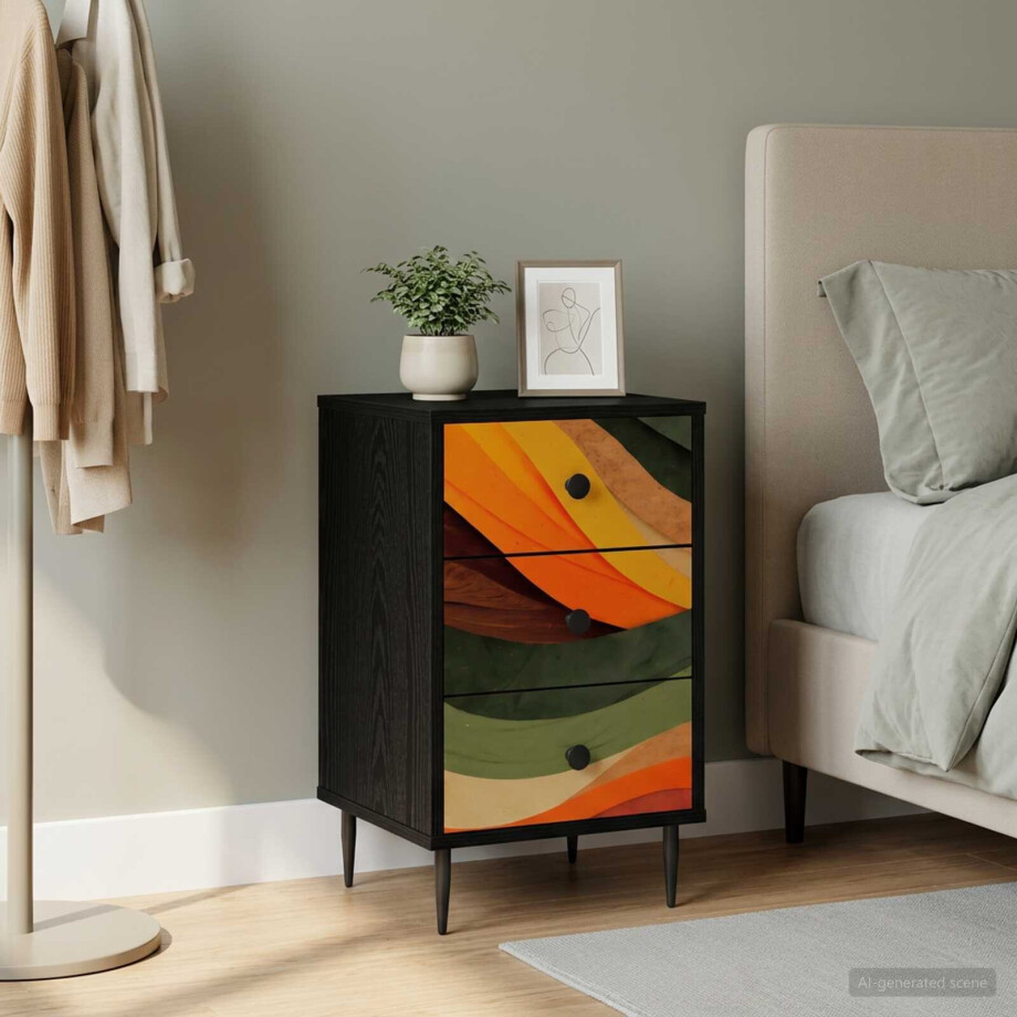 vidaXL Nachtkastje BONN Zwart eiken 36 x 33 x 61 cm Bewerkt hout vidaXL Nachtkastje BONN Zwart eiken 36 x 33 x 61 cm Bewerkt hout afbeelding 1