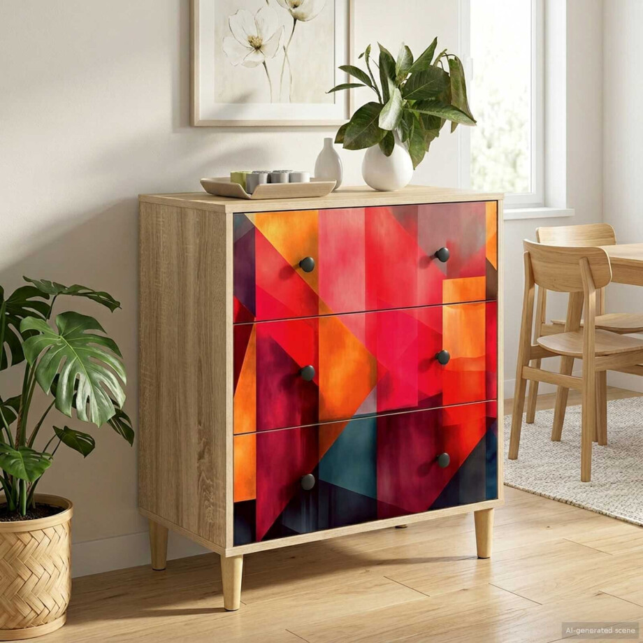 vidaXL Ladekast HEESCH Kleurblokprint 66 x 36,5 x 75 cm Bewerkt hout afbeelding 1