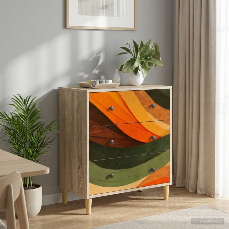 vidaXL Ladekast BONN Retro golfprint 66 x 36,5 x 75 cm Bewerkt hout vidaXL Ladekast BONN Retro golfprint 66 x 36,5 x 75 cm Bewerkt hout afbeelding 1