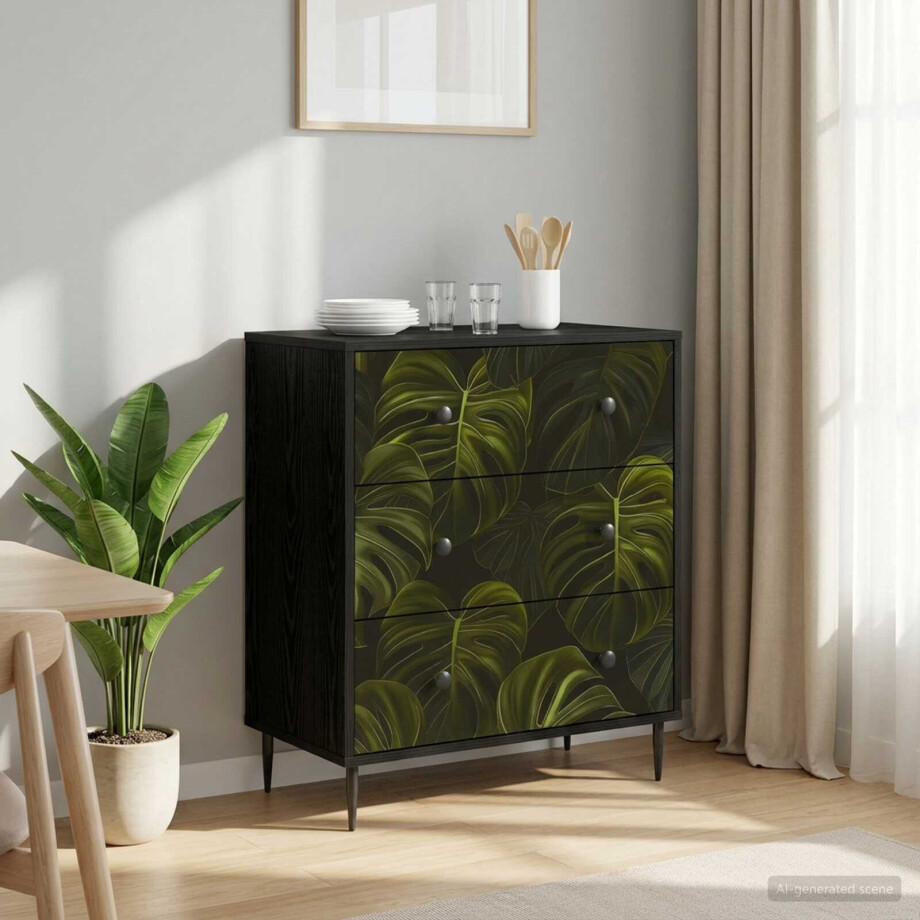 vidaXL Ladekast ELBURG Palmbladprint 66 x 36,5 x 76 cm Bewerkt hout vidaXL Ladekast ELBURG Palmbladprint 66 x 36,5 x 76 cm Bewerkt hout afbeelding 1