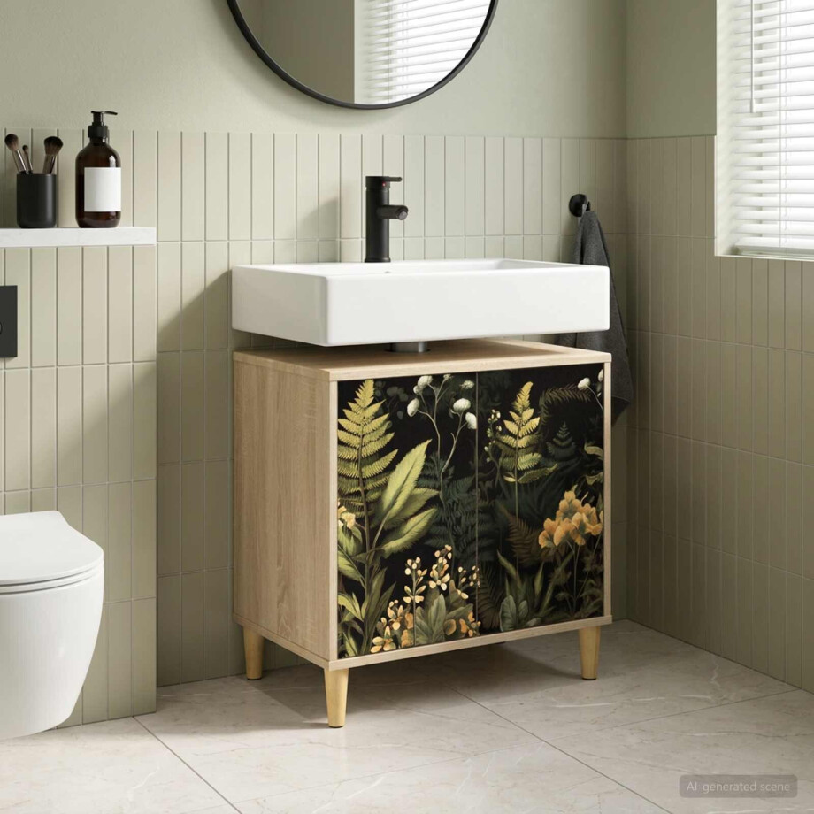 vidaXL Badkamerkast RHENEN Sonoma 60 x 40 x 60 cm Bewerkt hout afbeelding 1
