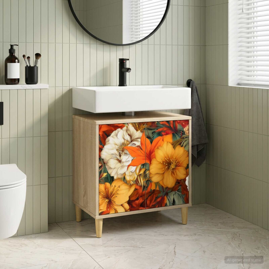 vidaXL Badkamerkast GENNEP Sonoma 60 x 40 x 60 cm Bewerkt hout vidaXL Badkamerkast GENNEP Sonoma 60 x 40 x 60 cm Bewerkt hout afbeelding 1