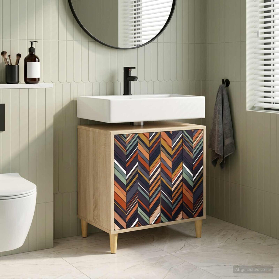 vidaXL Badkamerkast OMMEN Sonoma 60 x 40 x 60 cm Bewerkt hout vidaXL Badkamerkast OMMEN Sonoma 60 x 40 x 60 cm Bewerkt hout afbeelding 1