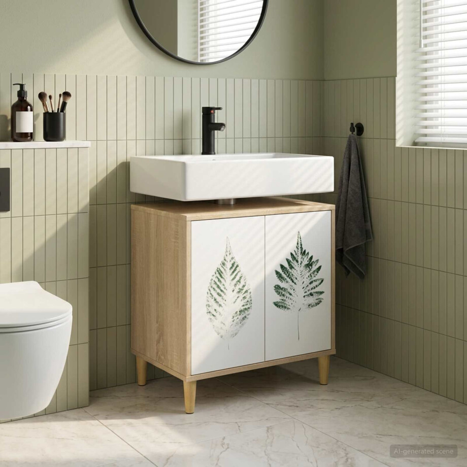 vidaXL Badkamerkast HANAU Sonoma 60 x 40 x 60 cm Bewerkt hout vidaXL Badkamerkast HANAU Sonoma 60 x 40 x 60 cm Bewerkt hout afbeelding 1