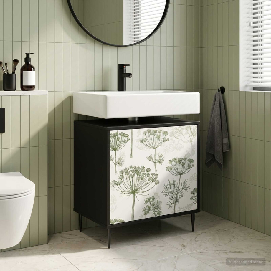 vidaXL Badkamerkast GOTHA Zwart eiken 60 x 40 x 61 cm Bewerkt hout afbeelding 1