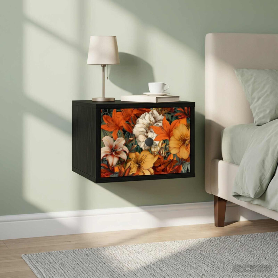 vidaXL Wandkastje GENNEP Zwart eiken 36 x 33 x 25 cm Bewerkt hout afbeelding 1