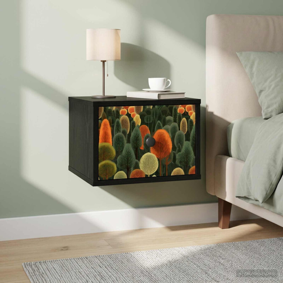 vidaXL Wandkastje ZAANDAM Zwart eiken 36 x 33 x 25 cm Bewerkt hout afbeelding 1