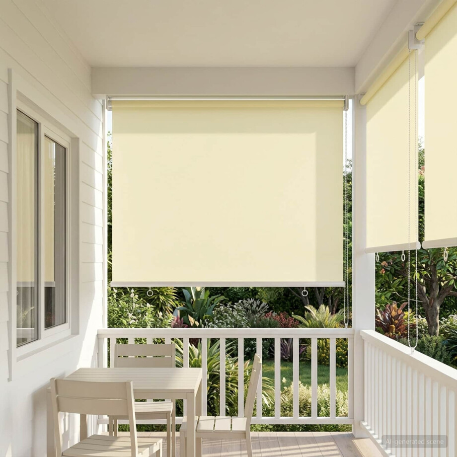 vidaXL Rolgordijn UV-bescherming Crèmekleurig 60 x 230 cm Polyester afbeelding 1