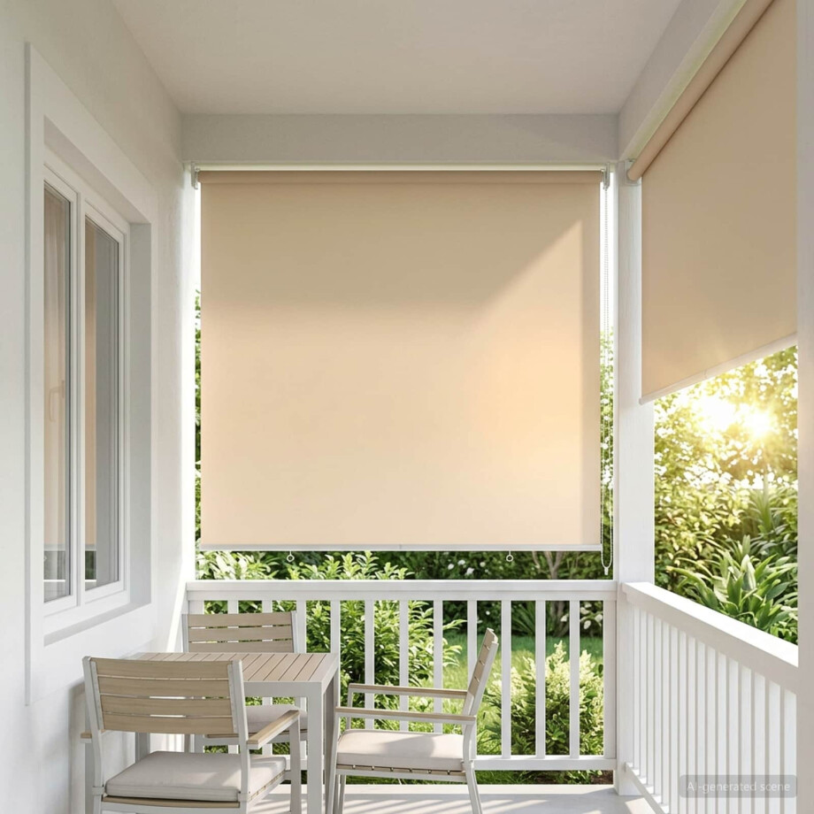 vidaXL Rolgordijn UV-bescherming Beige 140 x 140 cm Polyester vidaXL Rolgordijn UV-bescherming Beige 140 x 140 cm Polyester afbeelding 1