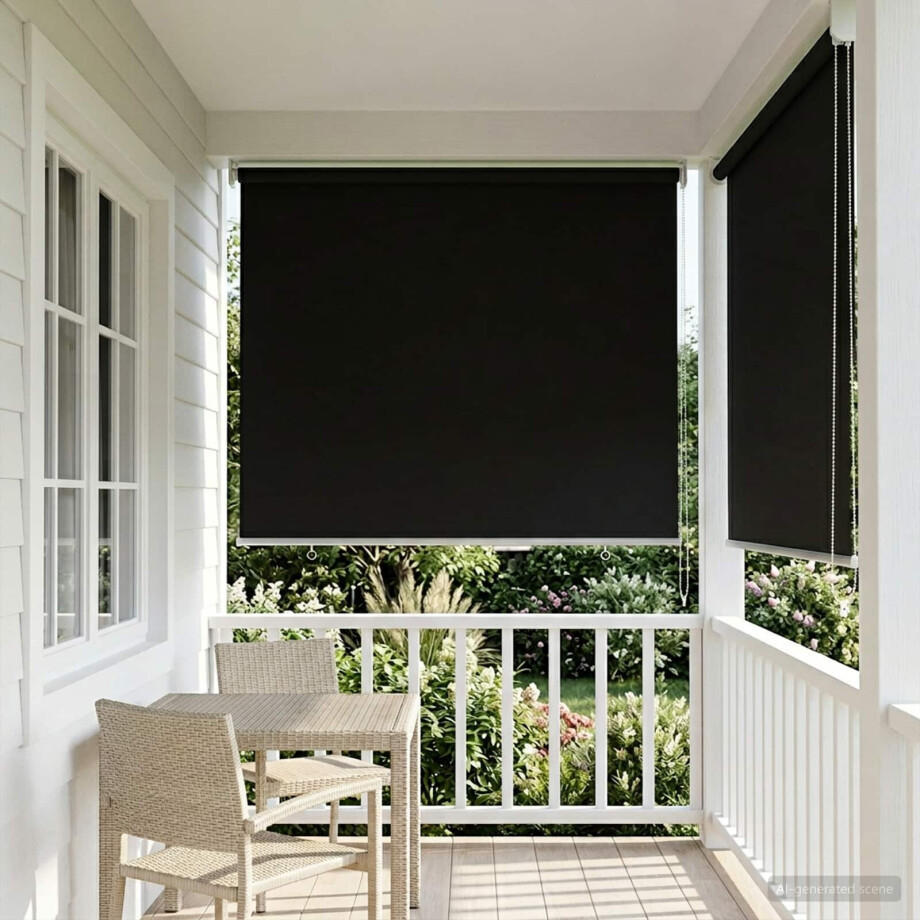 vidaXL Rolgordijn UV-bescherming Zwart 80 x 140 cm Polyester afbeelding 1