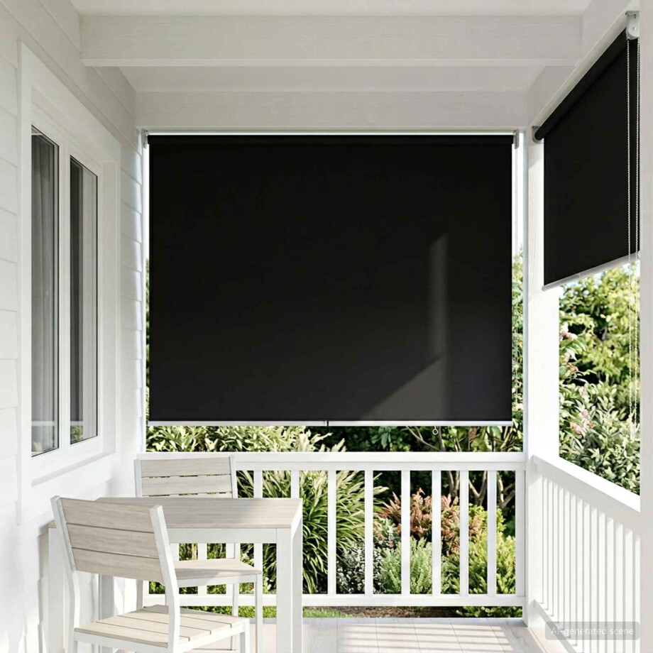 vidaXL Rolgordijn UV-bescherming Zwart 140 x 230 cm Polyester afbeelding 1