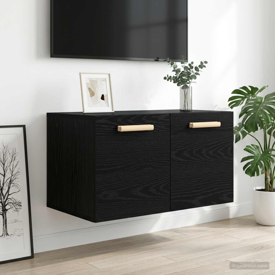 vidaXL Wandkast Zwart eiken 60 x 36,5 x 35 cm Bewerkt hout vidaXL Wandkast Zwart eiken 60 x 36,5 x 35 cm Bewerkt hout afbeelding 1