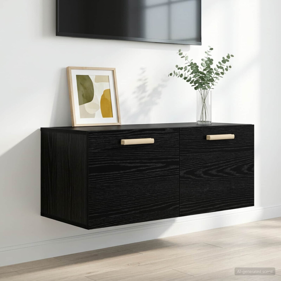 vidaXL Wandkast Muurmontage Zwart eiken 80 x 36,5 x 35 cm Bewerkt hout vidaXL Wandkast Muurmontage Zwart eiken 80 x 36,5 x 35 cm Bewerkt hout afbeelding 1
