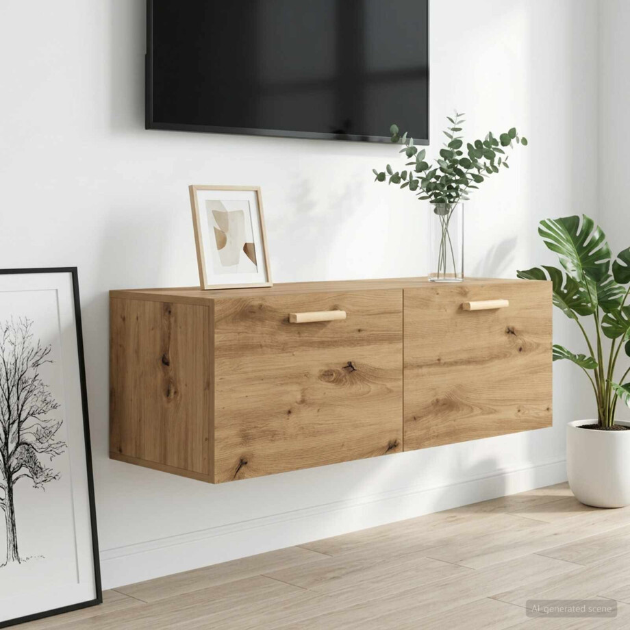 vidaXL Wandkast 100 x 36,5 x 35 cm Bewerkt hout Artisanaal eiken afbeelding 1