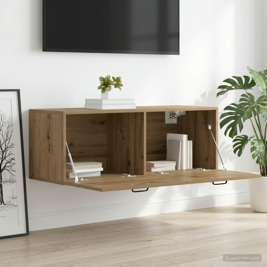 vidaXL Wandkast 100 x 36,5 x 35 cm Bewerkt hout Artisanaal eiken afbeelding 1