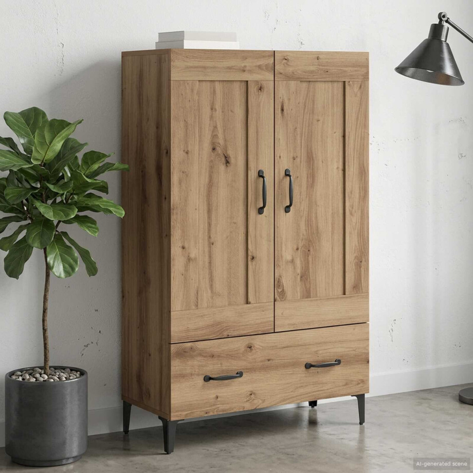 vidaXL Hoge kast Artisanaal eiken 70 x 31 x 115 cm Bewerkt hout vidaXL Hoge kast Artisanaal eiken 70 x 31 x 115 cm Bewerkt hout afbeelding 1