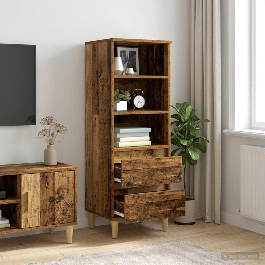 vidaXL Hoge kast Oud hout 40 x 36 x 110 cm Bewerkt hout vidaXL Hoge kast Oud hout 40 x 36 x 110 cm Bewerkt hout afbeelding 1