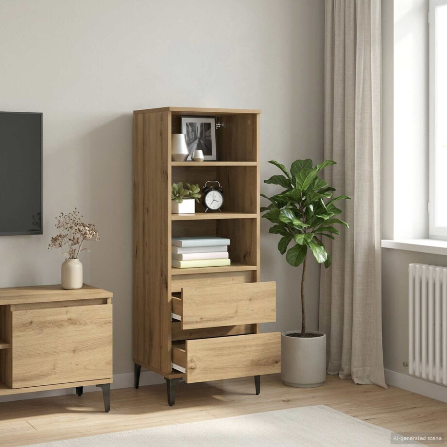 vidaXL Hoge kast Artisanaal eiken 40 x 36 x 110 cm Bewerkt hout vidaXL Hoge kast Artisanaal eiken 40 x 36 x 110 cm Bewerkt hout afbeelding 1