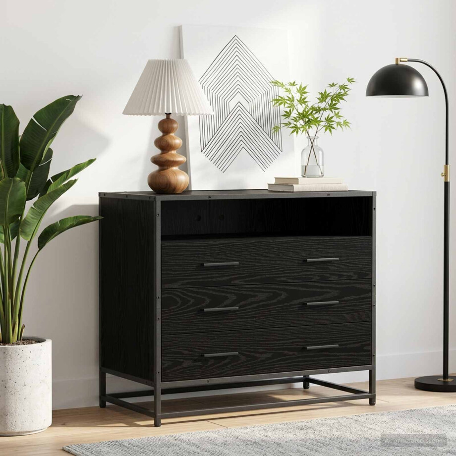 vidaXL Ladenkast 3-Lade Zwart eiken 70 x 41 x 70 cm Bewerkt hout afbeelding 1