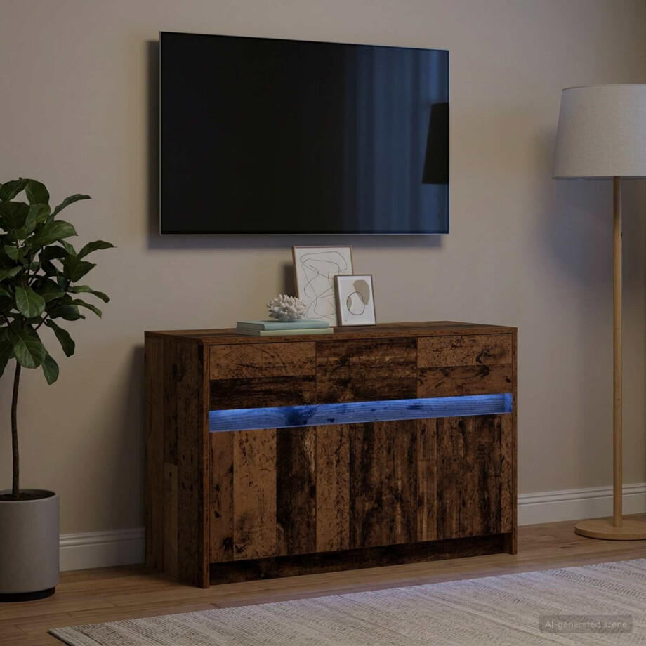 vidaXL TV-kast 91 x 34 x 61 cm Oud hout Bewerkt hout afbeelding 1