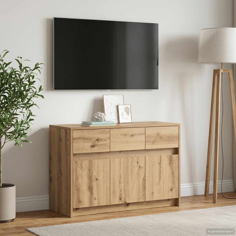 vidaXL TV-kast 91 x 34 x 61 cm Artisanaal eiken Bewerkt hout afbeelding 1