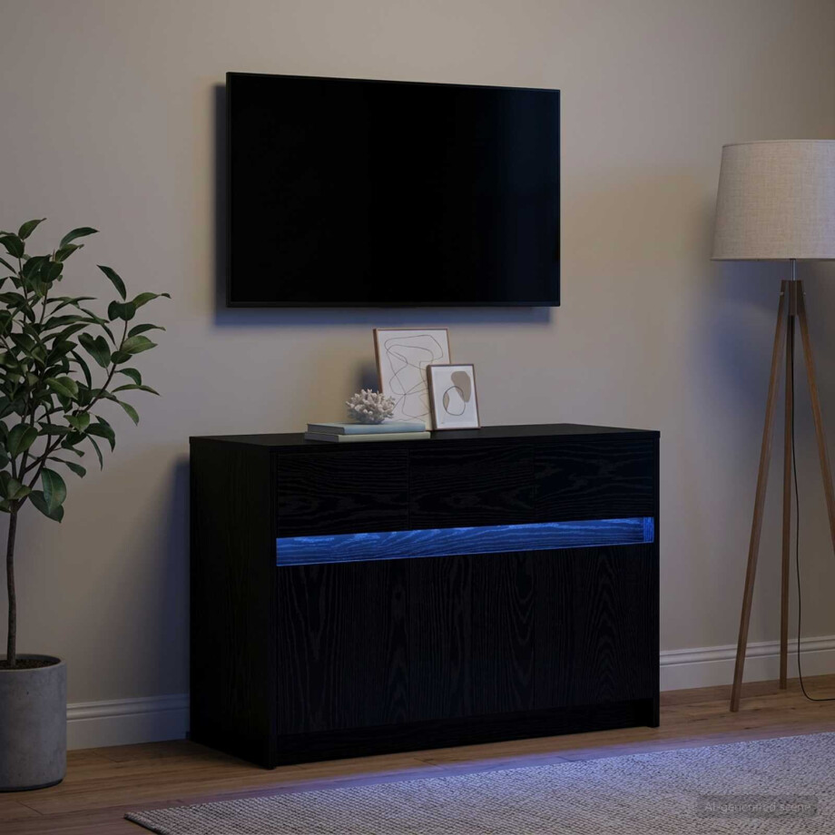 vidaXL TV-kast 91 x 34 x 61 cm Zwart eiken Bewerkt hout afbeelding 1