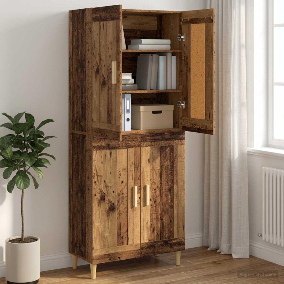 vidaXL Dressoir Oud hout 69,5 x 34 x 90 cm Bewerkt hout afbeelding 1