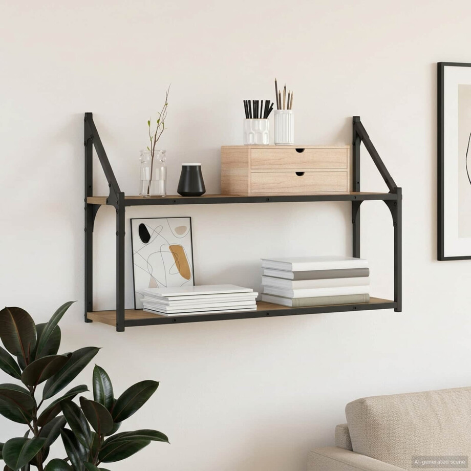 vidaXL Wandplank Muurmontage Artisanaal eiken 80 x 21 x 51 cm vidaXL Wandplank Muurmontage Artisanaal eiken 80 x 21 x 51 cm afbeelding 1