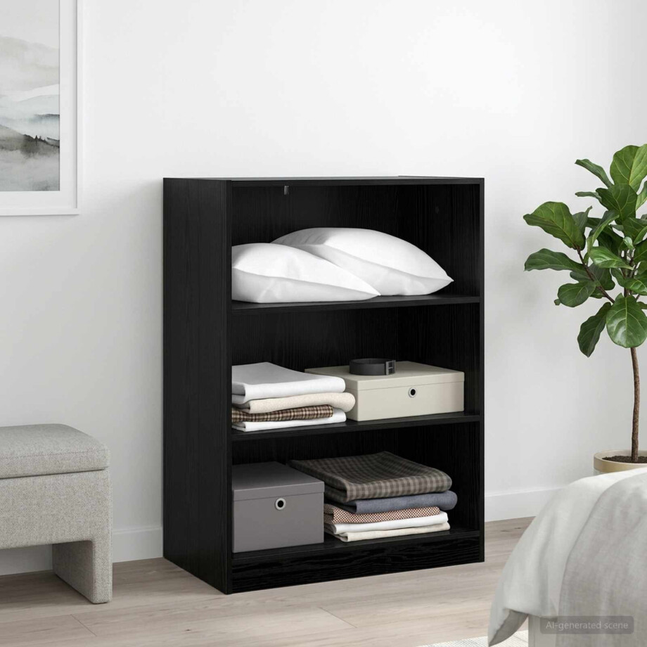 vidaXL Kledingkast met plank Zwart eiken 77 x 48 x 102 cm PB afbeelding 1