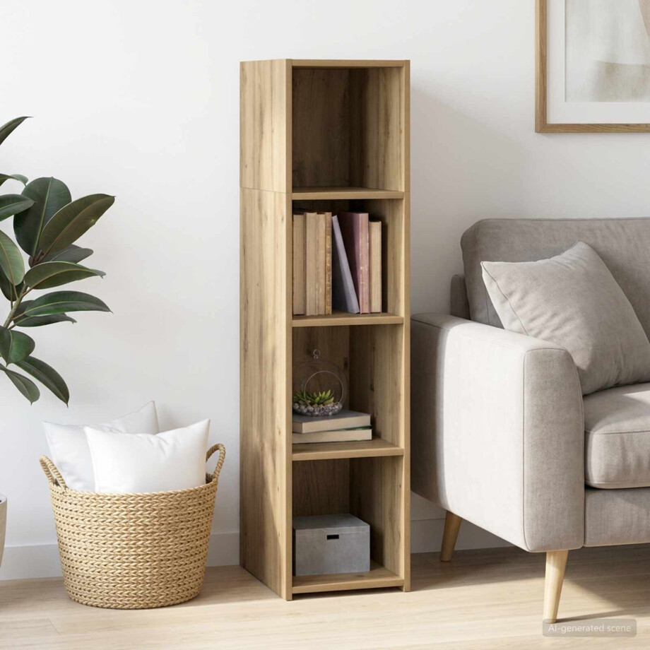 vidaXL Hoge kast Artisanaal eiken 30 x 41 x 124 cm Bewerkt hout vidaXL Hoge kast Artisanaal eiken 30 x 41 x 124 cm Bewerkt hout afbeelding 1