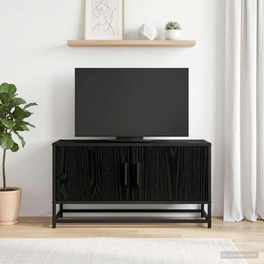 vidaXL TV-kast 80 x 34,5 x 40 cm Zwart eiken Bewerkt hout vidaXL TV-kast 80 x 34,5 x 40 cm Zwart eiken Bewerkt hout afbeelding 1