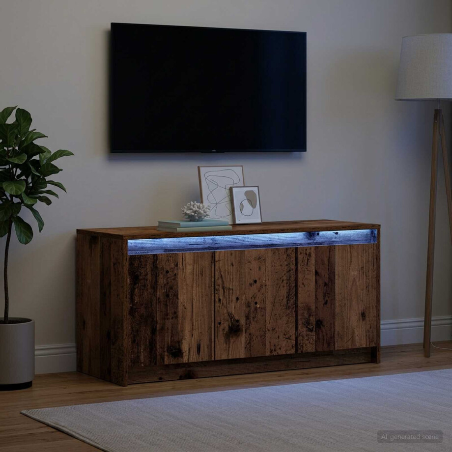 vidaXL TV-kast 100 x 34 x 50 cm Oud hout Bewerkt hout afbeelding 1