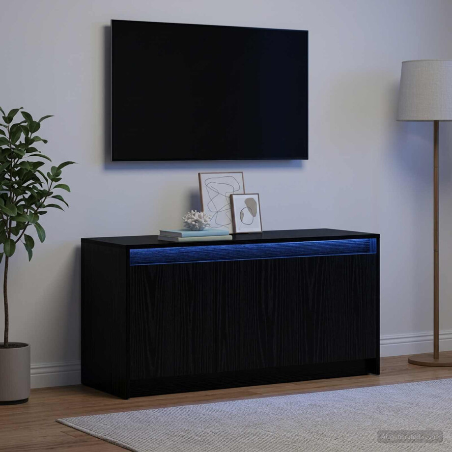 vidaXL TV-kast 100 x 34 x 50 cm Zwart eiken Bewerkt hout afbeelding 1