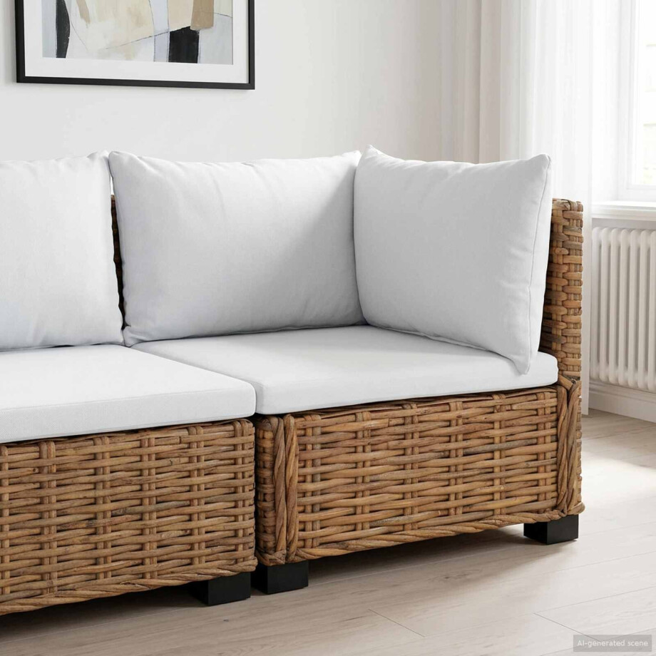 vidaXL Hoekbank met kussens GENDT Natuurlijk rattan Naturel afbeelding 1