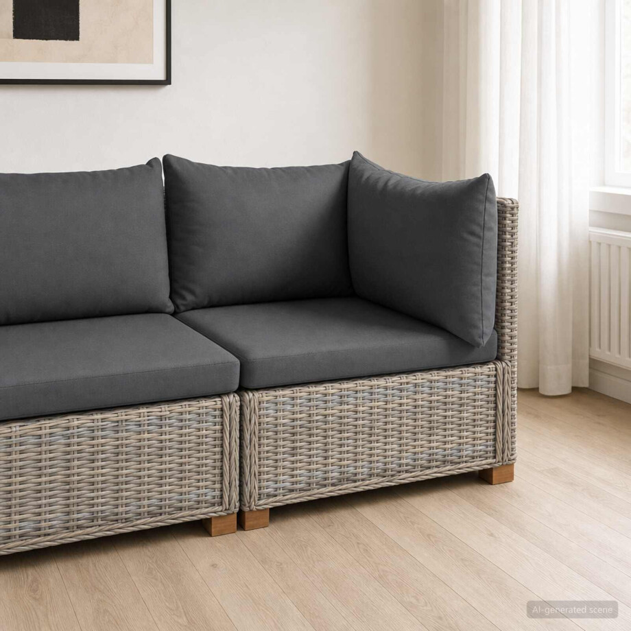 vidaXL Hoekbank met kussens GENDT Natuurlijk rattan Kubu grijs afbeelding 1