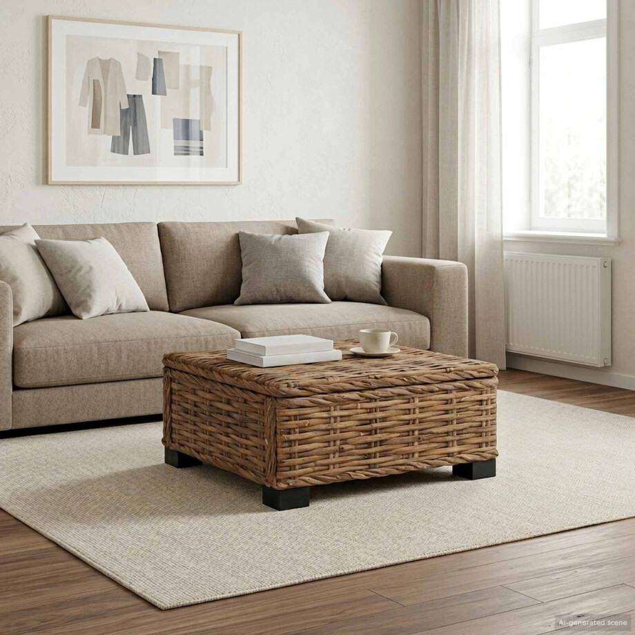 vidaXL Salontafel GENDT Natuurlijk rattan Naturel 67 x 60 x 30 cm afbeelding 1