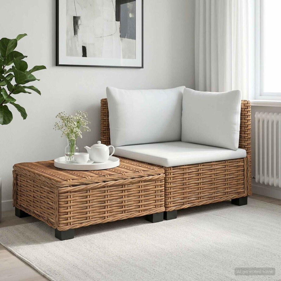 vidaXL 2 st Rieten Loungeset met Kussens GENDT Natuurlijk rattan vidaXL 2 st Rieten Loungeset met Kussens GENDT Natuurlijk rattan afbeelding 1