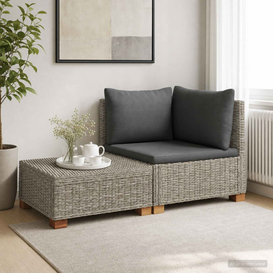 vidaXL 2 st Rieten Loungeset met Kussens GENDT Natuurlijk rattan vidaXL 2 st Rieten Loungeset met Kussens GENDT Natuurlijk rattan afbeelding 1