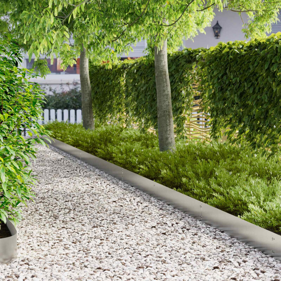 vidaXL Tuinrand 10 st 103 x 20 cm metaal Zilverkleurig afbeelding 1