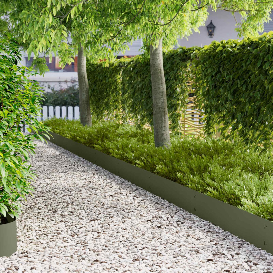 vidaXL Tuinrand 10 st 103 x 25 cm metaal Olijfgroen afbeelding 1