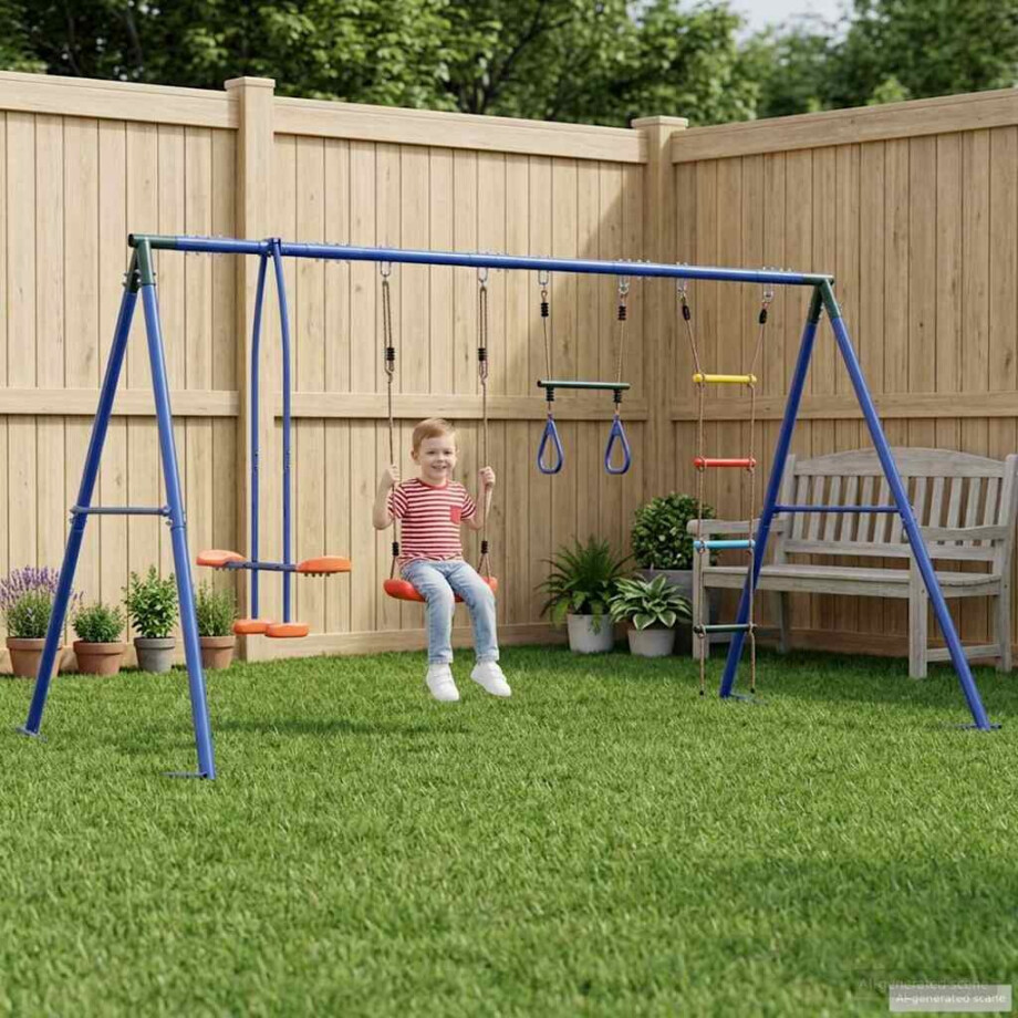 vidaXL Buiten Schommelset Meerkleurig 330 x 185 x 185 cm Staal en PE vidaXL Buiten Schommelset Meerkleurig 330 x 185 x 185 cm Staal en PE afbeelding 1